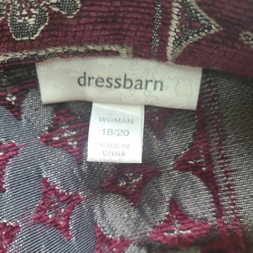 Dressbarn‎ Jacket Womens Plus 18/20 Red Floral Tapestry Long Sleeve Blazer - Picture 8 of 8